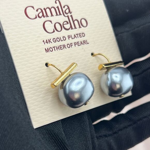 Camila Coelho 14K Gold Plated Mother of Pearl Drop Earrings - Picture 9 of 10